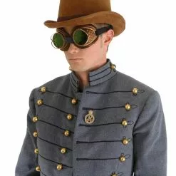Elope Steampunk Coachman Brown Suede Costume Top Hat Adult