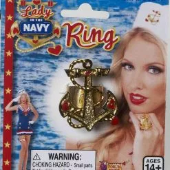 Forum Novelties Lady In The Navy Gold Anchor Costume Ring