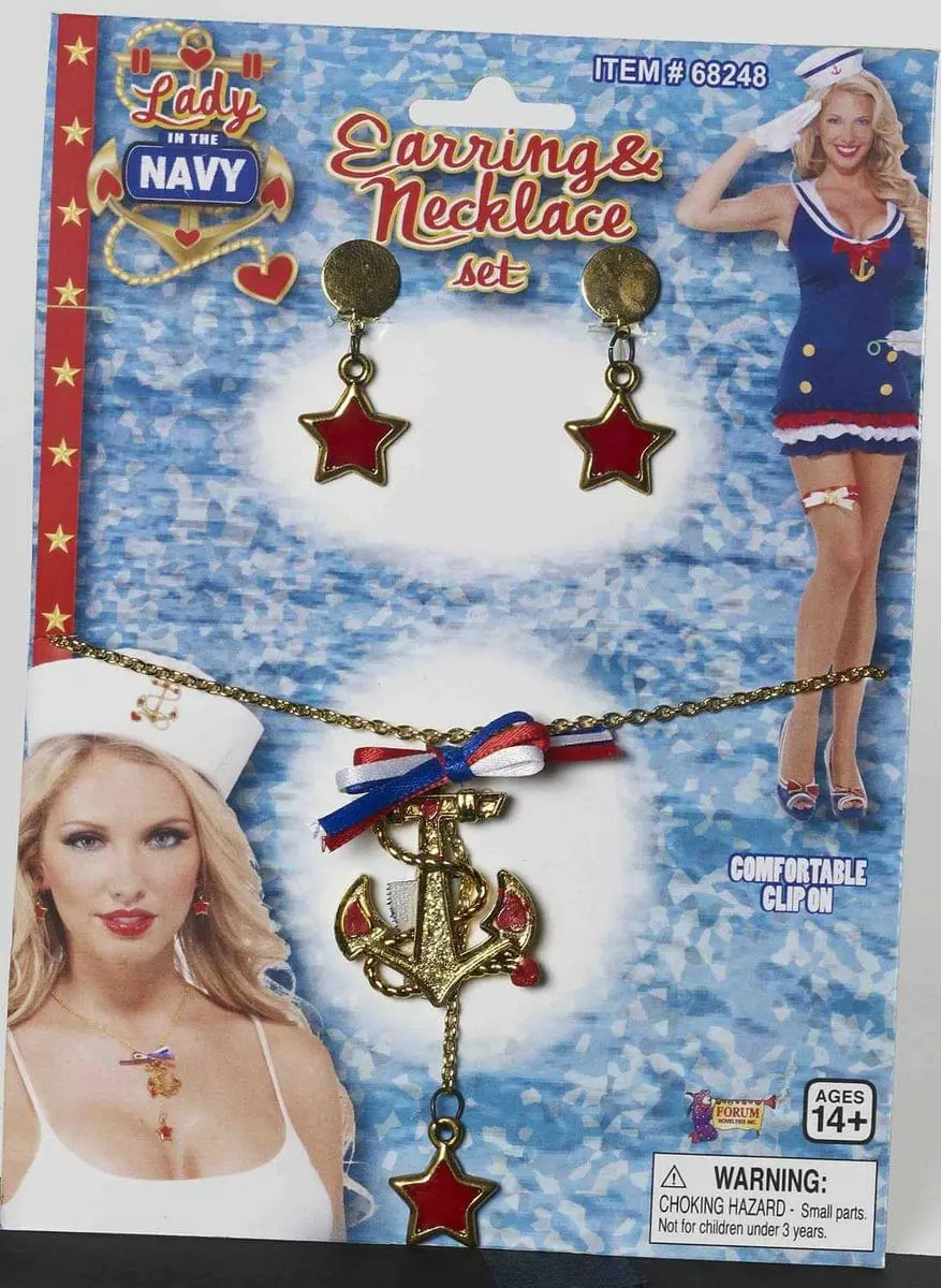 Forum Novelties Lady In The Navy Gold Costume Earring & Necklace Set 3 Forum Novelties Lady In The Navy Gold Costume Earring & Necklace Set
