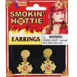 Forum Novelties Smokin' Hottie Gold Fireman Earrings