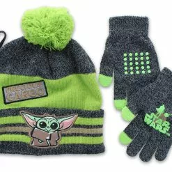 Accessory Innovations Company Star Wars The Mandalorian The Child Winter Beanie & Glove Set | Grey & Green