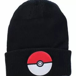 Bioworld Pokemon Poke Ball Black Knit Beanie | One Size