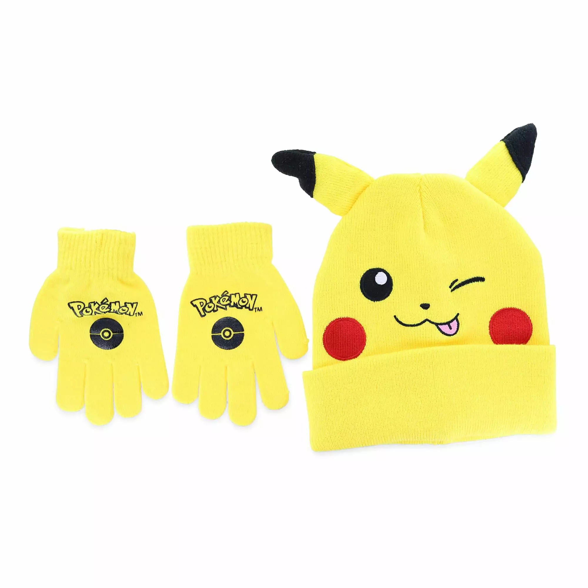 Bioworld Pokemon Pikachu Kids Winter Beanie & Glove Set 3 Bioworld Pokemon Pikachu Kids Winter Beanie & Glove Set