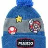 Bioworld Super Mario Youth Knit Beanie With Patches -Footwear Shop BIW KC5C82SMB1IR00 CA