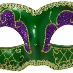 Bauer Pacific Imports Envy Petite Mardi Gras Costume Mask Gold W/Green