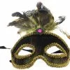 Bauer Pacific Imports Safari Eye Venetian Mardi Gras Mask W/ Peacock Feathers: Brown