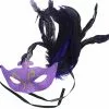 Bauer Pacific Imports Glitter Eye Venetian, Masquerade, Mardi Gras Mask W/Feathers Style E