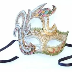 Bauer Pacific Imports Mika Costume Mask: Beige/Gold/Pink