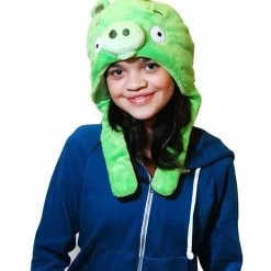 Commonwealth Toys Angry Birds Plush Laplander Hat - Green Pig -Footwear Shop CMN 91770 CB