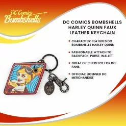 Crowded Coop, LLC DC Comics Bombshells Harley Quinn Faux Leather Keychain -Footwear Shop CRC DCCL210 CGR