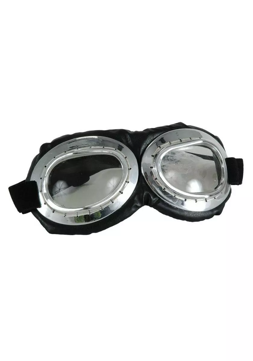 Elope Aviator Goggle Silver & Black Adult Costume Accessory 3 Elope Aviator Goggle Silver & Black Adult Costume Accessory