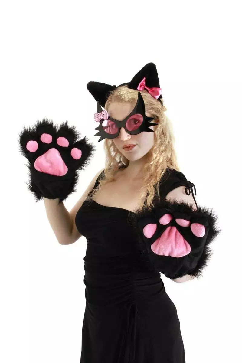 Elope Pretty Kitty Costume Glasses Adult: Black & Pink 3 Elope Pretty Kitty Costume Glasses Adult: Black & Pink