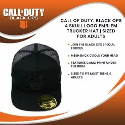 Exquisite Gaming Call Of Duty: Black Ops 4 Skull Logo Emblem Trucker Hat | Sized For Adults -Footwear Shop EXG GKCOCD300058 CGR