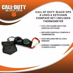 Exquisite Gaming Call Of Duty: Black Ops 4 Logo & Keychain Compass Set | Includes Thermometer -Footwear Shop EXG GKCOCD300060 CGR