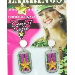 Forum Novelties Combat Cutie Dog Tag Costume Earrings