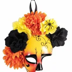 Forum Novelties Day Of The Dead Costume Mask With One Eye Yellow/Orange Adult