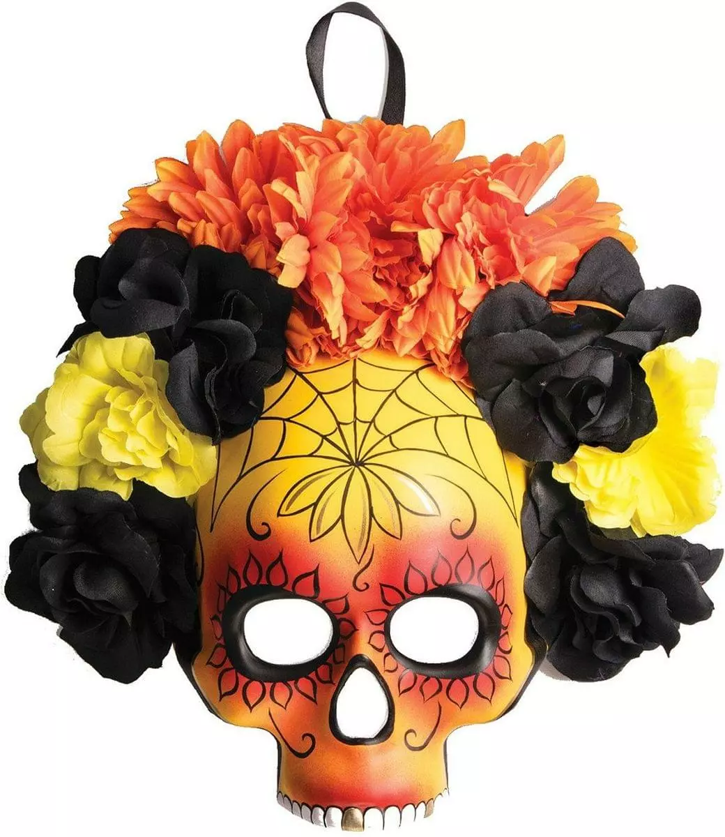 Forum Novelties Day Of The Dead Costume Mask With Teeth Yellow/Orange Adult 3 Forum Novelties Day Of The Dead Costume Mask With Teeth Yellow/Orange Adult