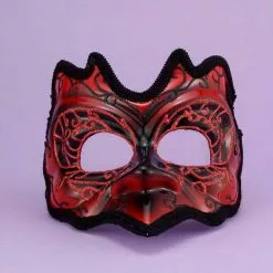 Forum Novelties Red/Black Best Demon Mardi Gras Costume Half Mask