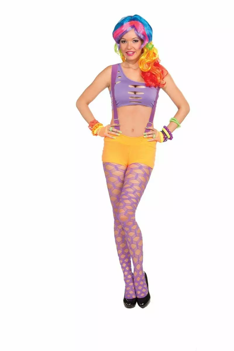 Forum Novelties Club Candy Wide Fishnet Pantyhose Costume Hosiery Adult: Purple 3 Forum Novelties Club Candy Wide Fishnet Pantyhose Costume Hosiery Adult: Purple