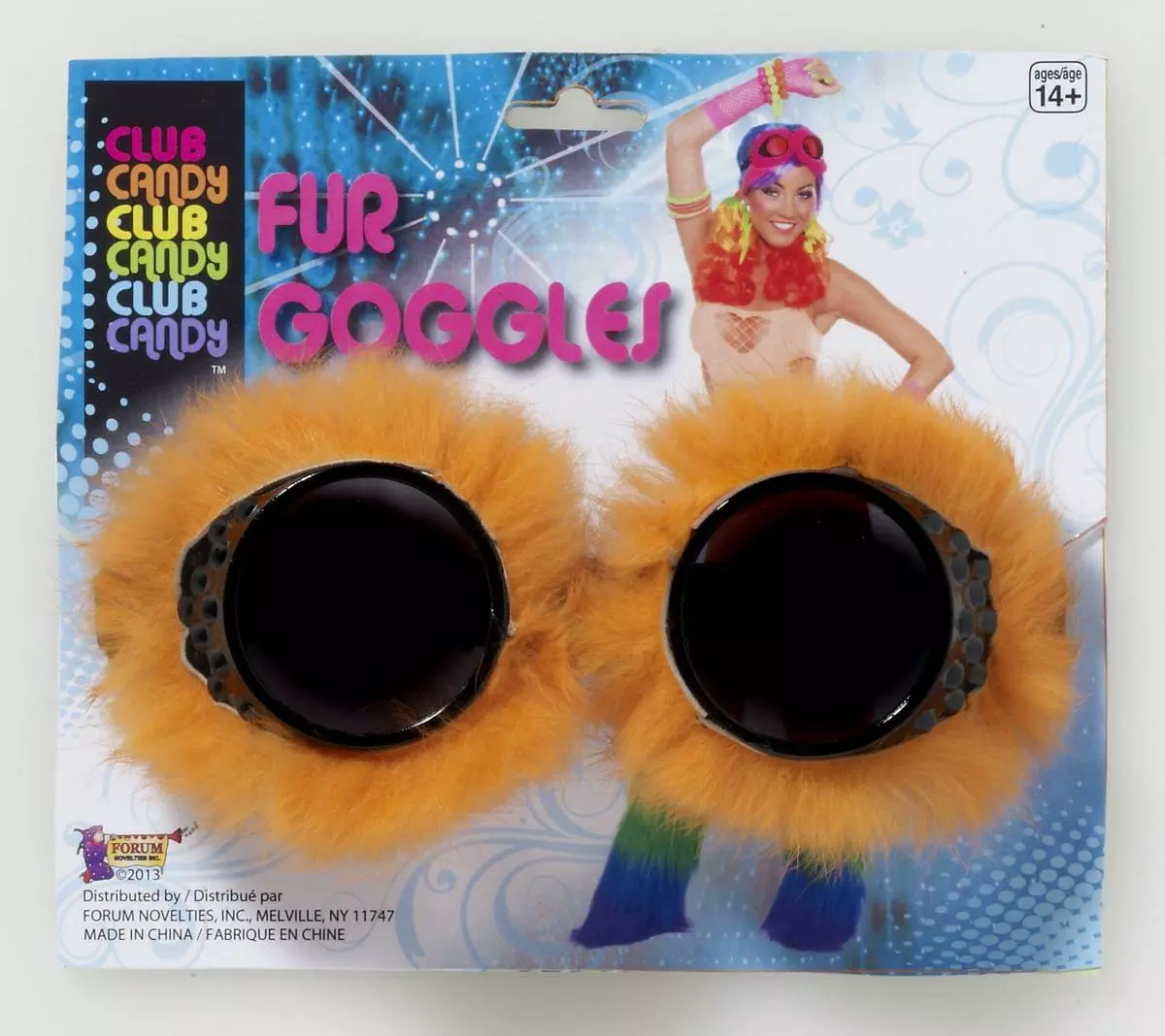 Forum Novelties Club Candy Fur Goggles Costume Eyewear Adult: Orange 3 Forum Novelties Club Candy Fur Goggles Costume Eyewear Adult: Orange