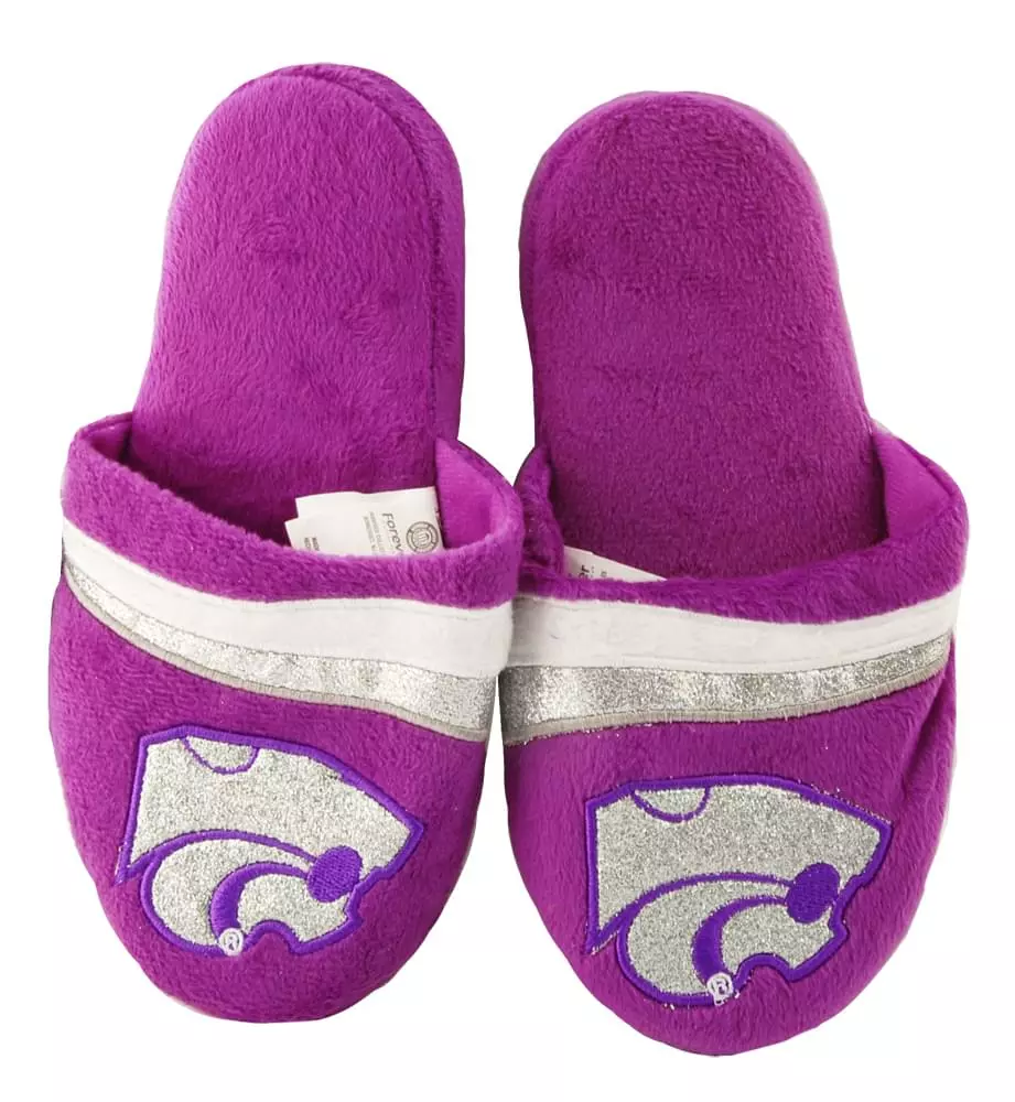 Forever Collectibles Kansas State Glitter Stripe Slide Slipper Adult 4 Forever Collectibles Kansas State Glitter Stripe Slide Slipper Adult - Image 2