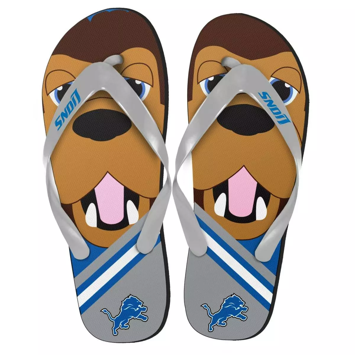 Forever Collectibles Detroit Lions NFL 8-16 Youth Mascot Flip Flops 3 Forever Collectibles Detroit Lions NFL 8-16 Youth Mascot Flip Flops