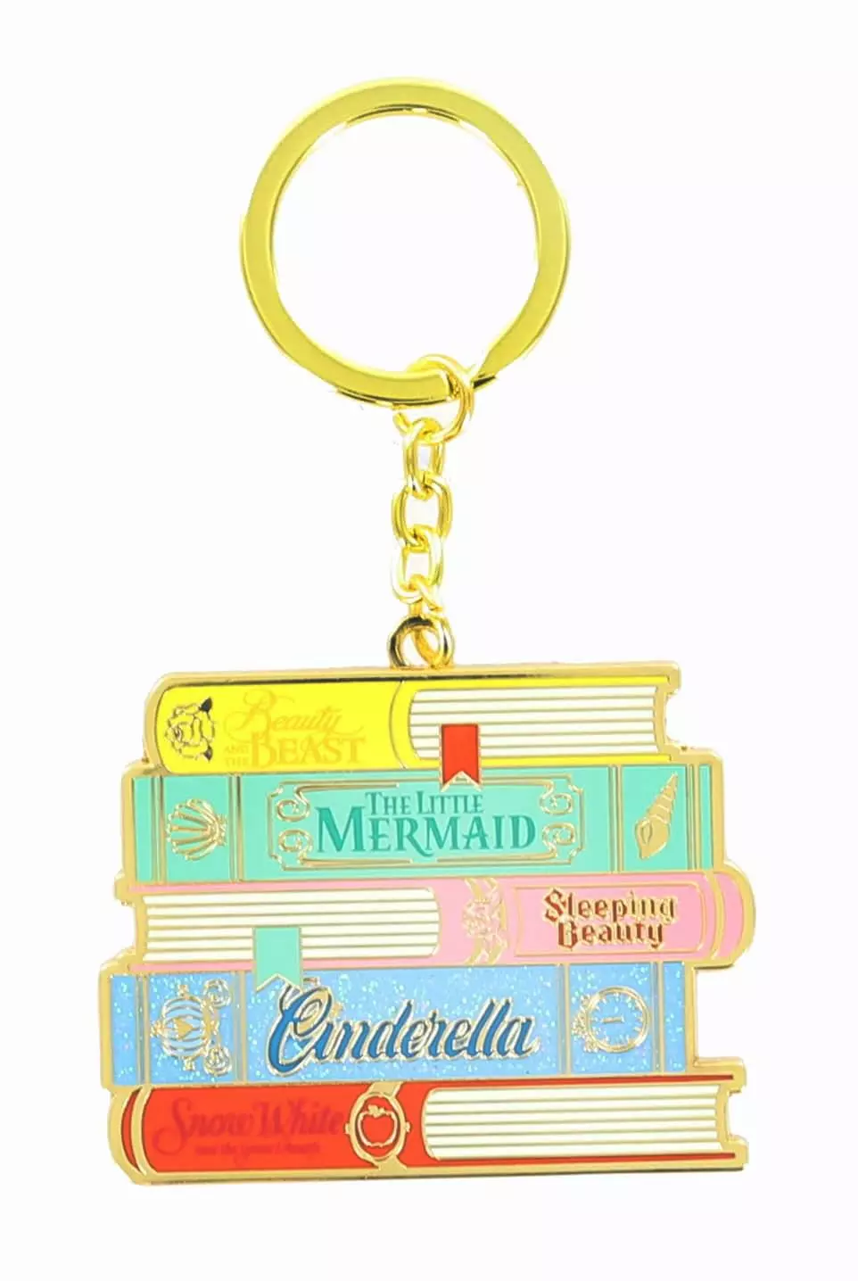 LOUNGEFLY Disney Princess Books Enamel Pendant Keychain 3 LOUNGEFLY Disney Princess Books Enamel Pendant Keychain