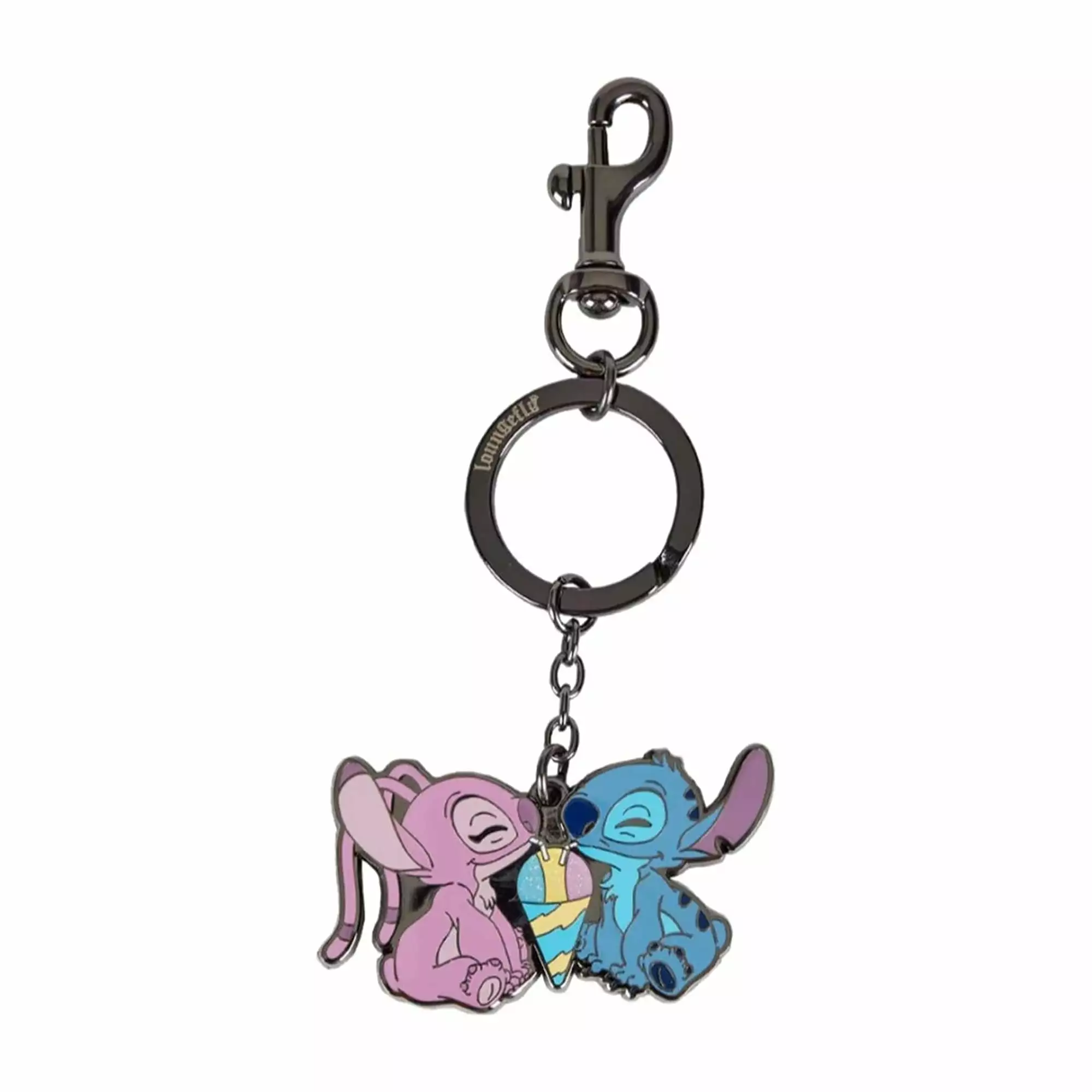 LOUNGEFLY Disney Stitch And Angel Snow Cone Enamel Pendant Keychain 3 LOUNGEFLY Disney Stitch And Angel Snow Cone Enamel Pendant Keychain
