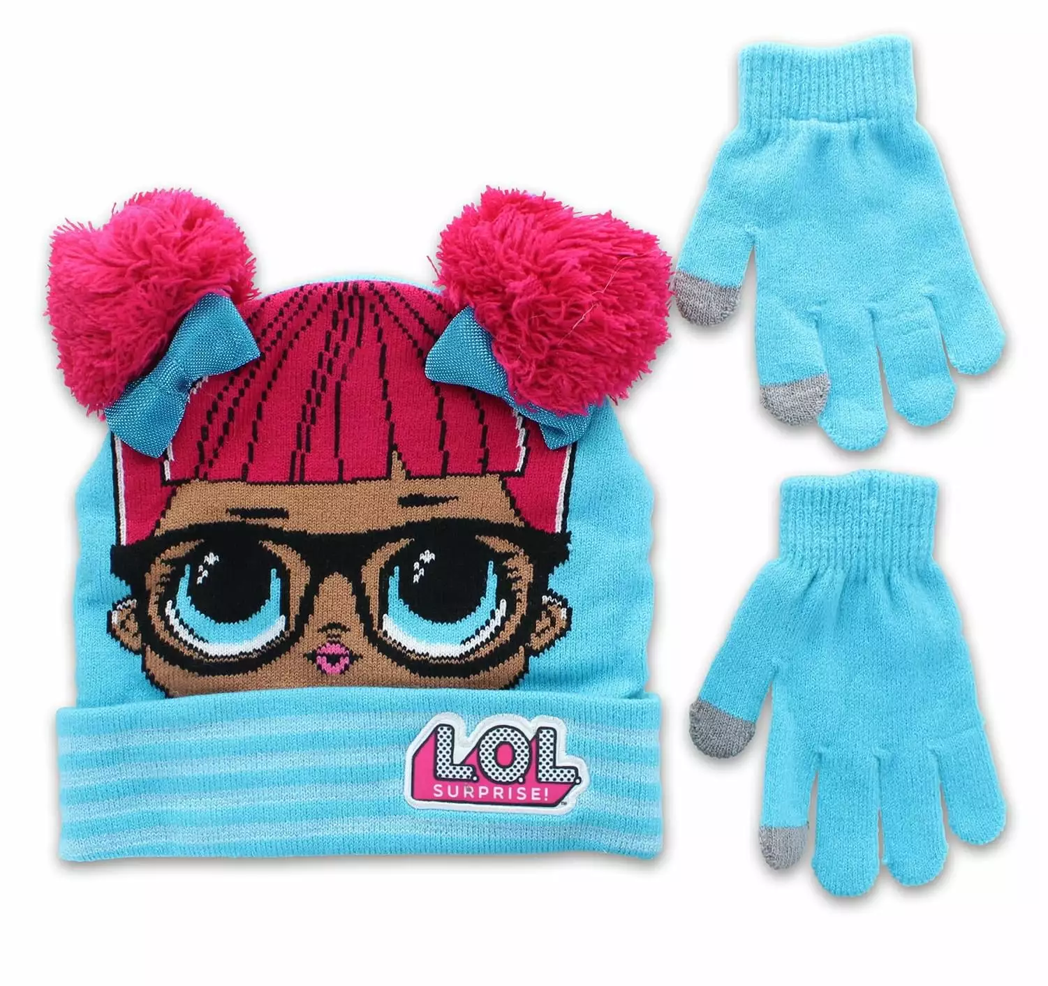 MGA Entertainment LOL Surprise Dolls Girls Winter Beanie & Glove Set | Blue 3 MGA Entertainment LOL Surprise Dolls Girls Winter Beanie & Glove Set | Blue