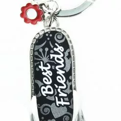Monogram International Inc. Best Friend Black Flip Flop Pewter Key Ring