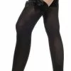 MUSIC LEGS Opaque Thigh Hi Nylon With Satin Bow Costume Hosiery