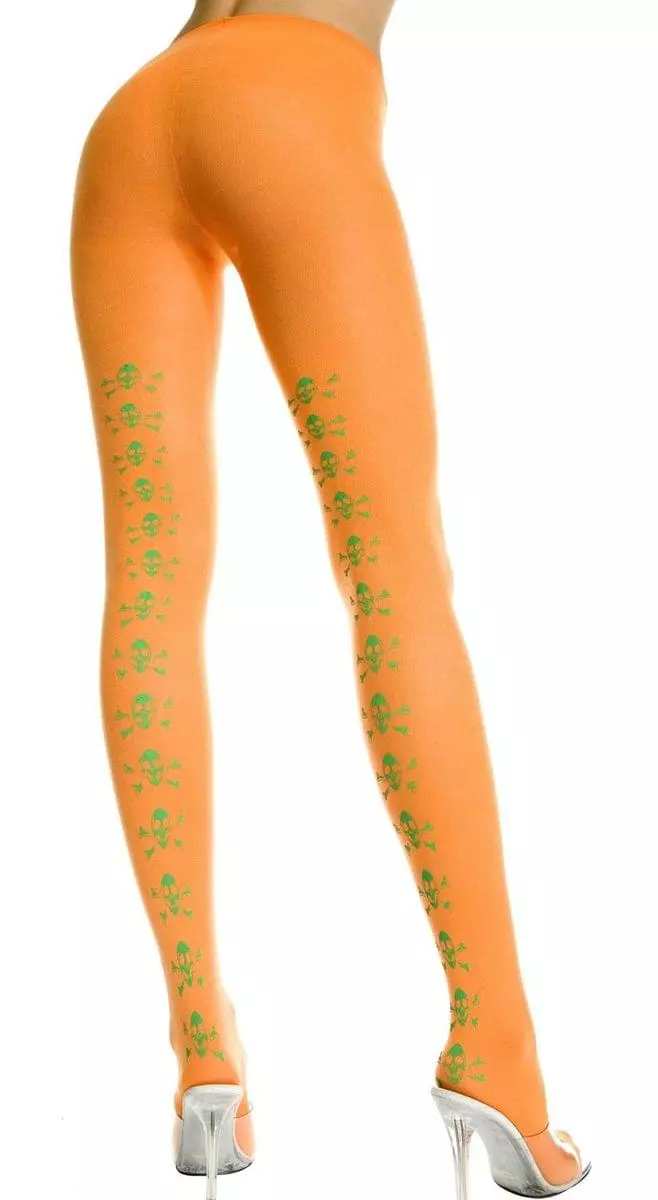 MUSIC LEGS Opaque Nylon Tights With Cross Bone Seam Costume Hosiery 3 MUSIC LEGS Opaque Nylon Tights With Cross Bone Seam Costume Hosiery