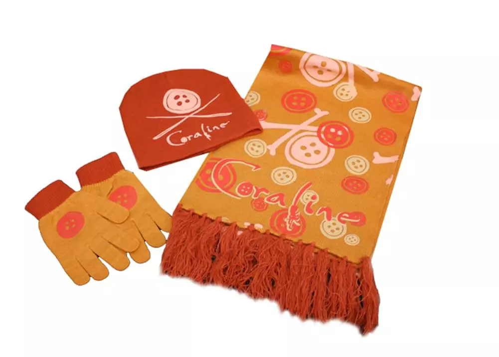 NECA Coraline Hat, Scarf And Gloves Set, Orange Buttons 3 NECA Coraline Hat, Scarf And Gloves Set, Orange Buttons
