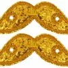 Shwings Shoe Accessories: Gold Sparkle Handlebar Mustache -Footwear Shop SHW 11712 CA