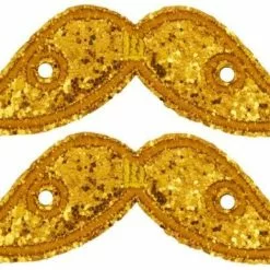 Shwings Shoe Accessories: Gold Sparkle Handlebar Mustache