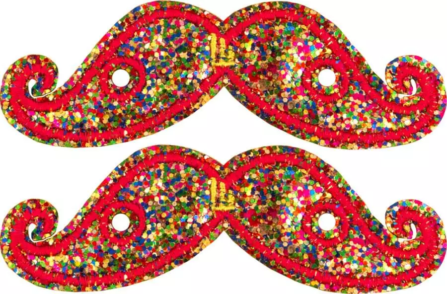 Shwings Shoe Accessories: Rainbow Handlebar Mustache Sparkle 3 Shwings Shoe Accessories: Rainbow Handlebar Mustache Sparkle