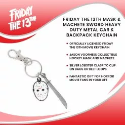 SalesOne LLC Friday The 13th Mask & Machete Sword Heavy Duty Metal Car & Backpack Keychain -Footwear Shop SOI HMF13KC01 CGR