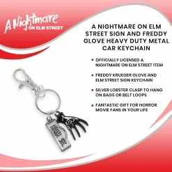SalesOne LLC A Nightmare On Elm Street Sign And Freddy Glove Heavy Duty Metal Car Keychain -Footwear Shop SOI HMNESKC01 CGR