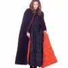 Underwraps 63" Deluxe Velvet & Satin Cape W/Embossed Lining Adult: Black & Red -Footwear Shop UDW 29461 CA