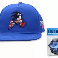 USPA Accessories LLC Sonic The Hedgehog 3-In-1 Design Adjustable Baseball Hat | One Size