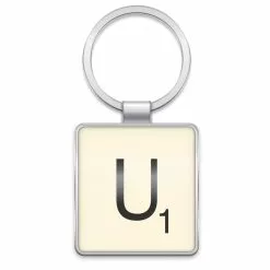 Wild And Wolf Scrabble Letter Tile Key Ring: Letter U