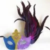 Bauer Pacific Imports Glitter Eye Venetian, Masquerade, Mardi Gras Mask W/Feathers Style F