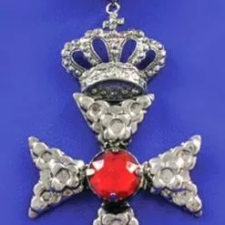 Center Stage Design Cross & Crown Antique Silver Costume Pendant