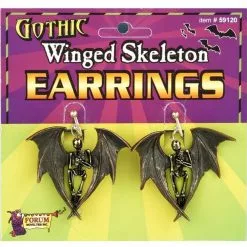 Forum Novelties Gothic Winged Skeleton Costume Earrings