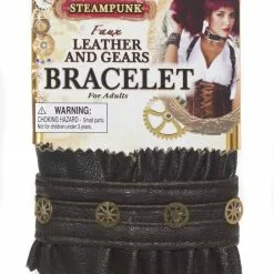 Forum Novelties Steampunk Faux Leather & Gears Bracelet Adult Costume Jewelry