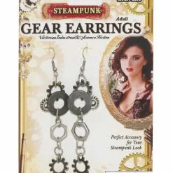Forum Novelties Steampunk Gear Silver Earrings Adult Costume Jewelry