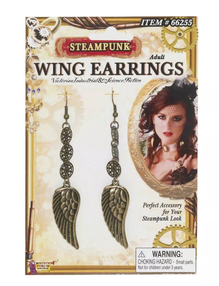 Forum Novelties Steampunk Wing Earrings Adult Costume Jewelry 3 Forum Novelties Steampunk Wing Earrings Adult Costume Jewelry